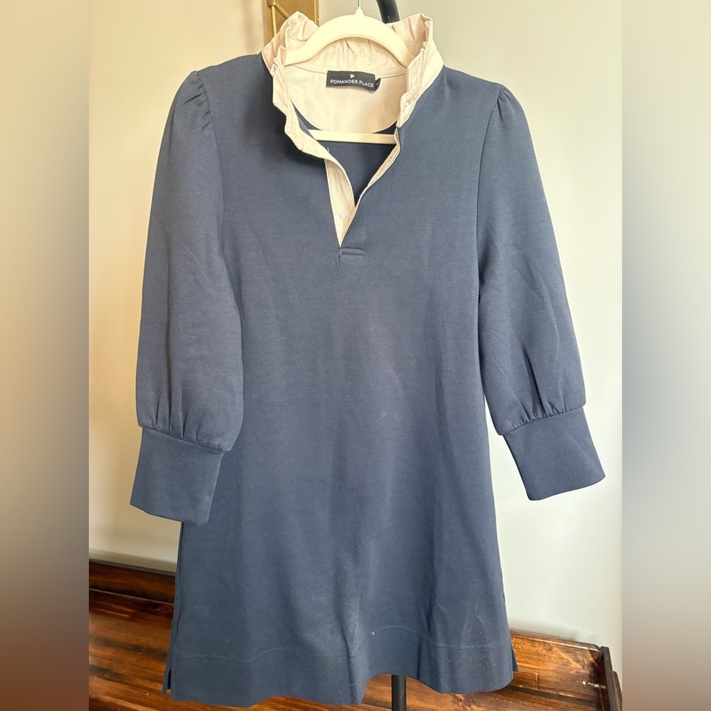 Pomander Place Navy and Cream Dress
